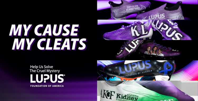 Image of customized lupus cleats worn by NFL players